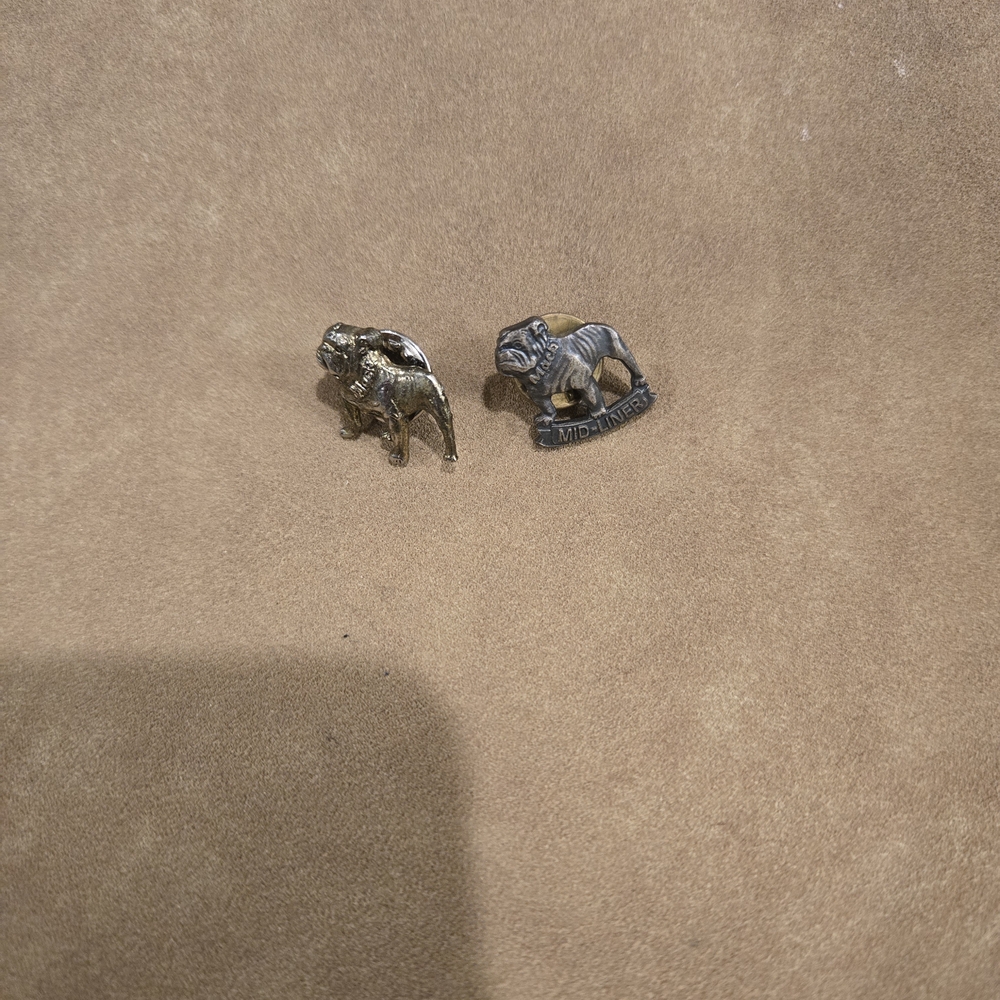 Bulldog Figurine Set - Gold and Silver